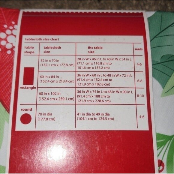 PEVA Poinsettia Tablecloth 60in X 102 in - Picture 2 of 3